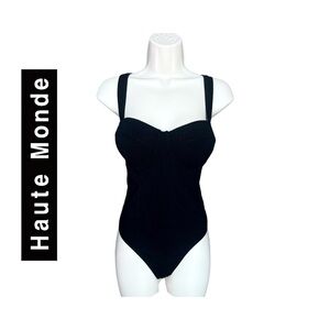 Haute Monde Bustier / Corset Thong Bodysuit. Black. Size Small